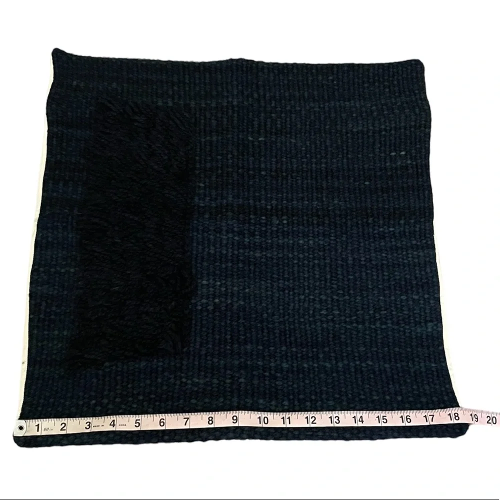NWT Sien + Co Zona Highland Sheep Wool Woven 20”x20” Pillow Cover Midnight Blue